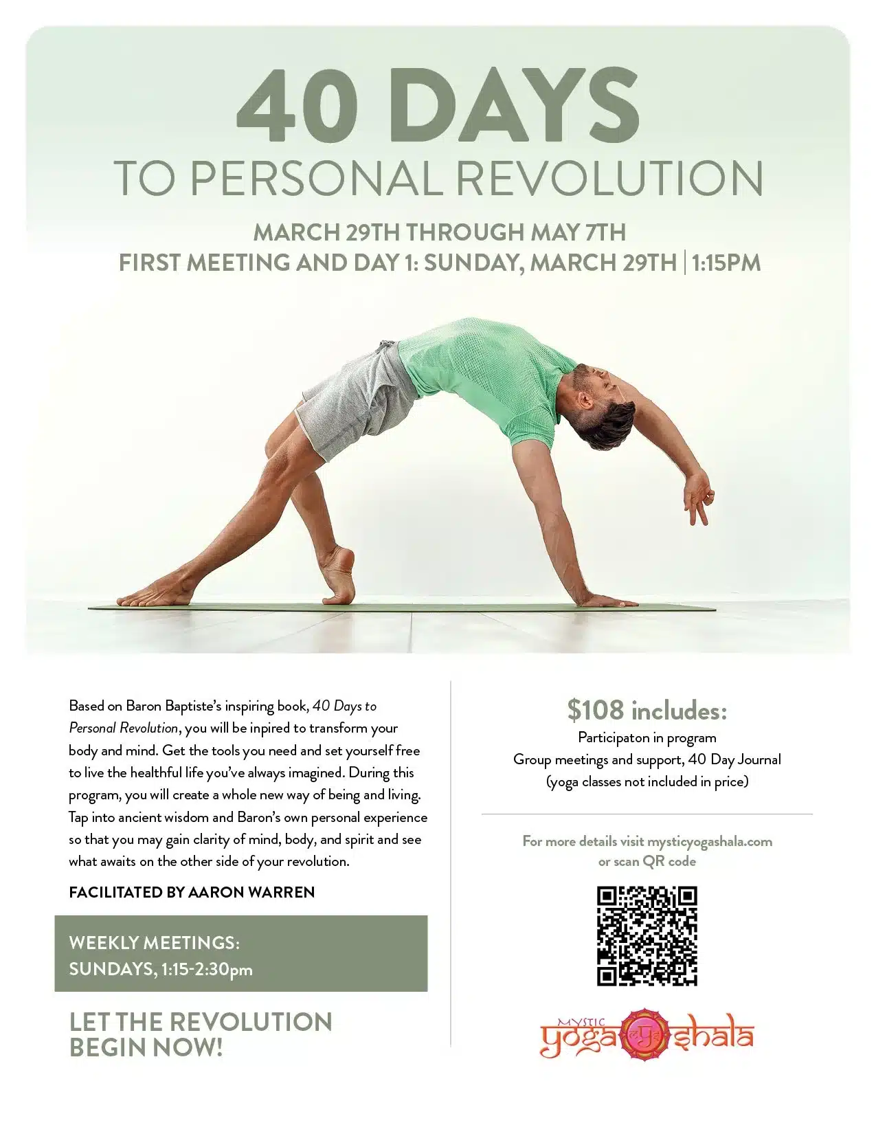 40 Days to a Personal Revolution Program | Power Vinyasa Yoga Class in Mystic CT