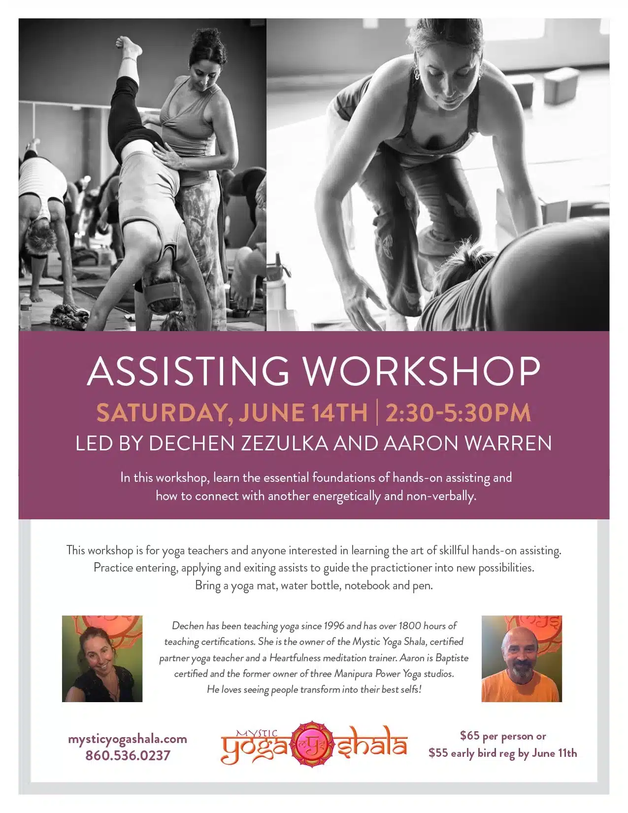 Assisting workshop Dechen Aaron | Power Vinyasa Yoga Class in Mystic CT