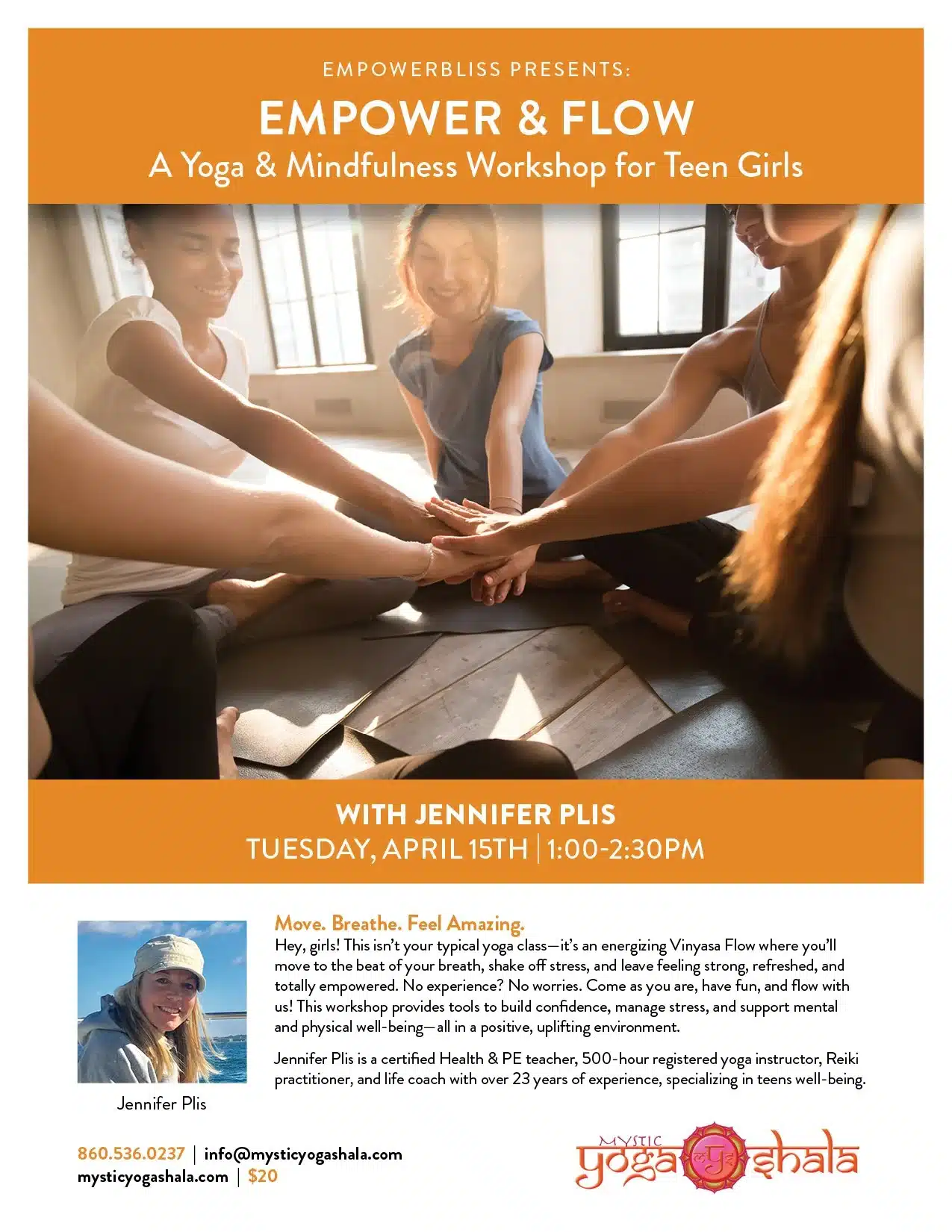 Empower & Flow : A Yoga & Mindfulness Workshop for Teen Girls | Power Vinyasa Yoga Class in Mystic CT