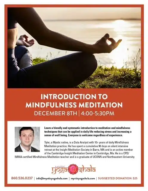 Tyler meditation flyer | Power Vinyasa Yoga Class in Mystic CT
